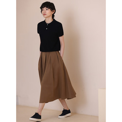 ウール混紡スカートプリーツスカート　テンセル混紡スカート　フレアスカート　ブラウン　S-XL #0175 7枚目の画像