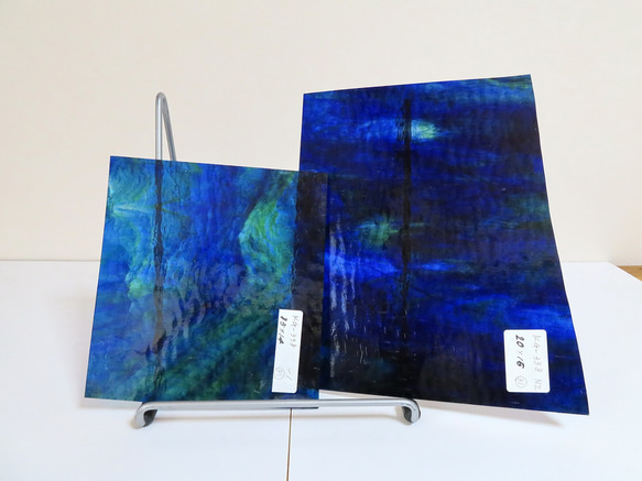 31 . ココモ・ブルー×グリーンのセット・ステンドグラス用ガラス（KG－338） 2枚目の画像