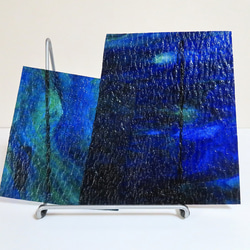 31 . ココモ・ブルー×グリーンのセット・ステンドグラス用ガラス（KG－338） 1枚目の画像