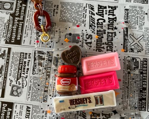 HANDMADE お菓子を詰め込んだキャンディバックチャーム じゃらじゃら  