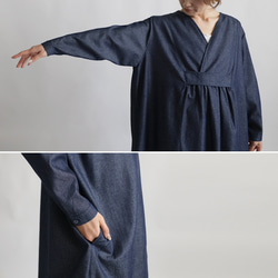⁑ラスト５　初夏ＳＡＬＥ　１１６ｃｍ　重ね衿クロス襟　ゆったりワンピース　甘織デニム　カシュクール着物G74 6枚目の画像