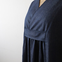 ⁑ラスト５　初夏ＳＡＬＥ　１１６ｃｍ　重ね衿クロス襟　ゆったりワンピース　甘織デニム　カシュクール着物G74 12枚目の画像