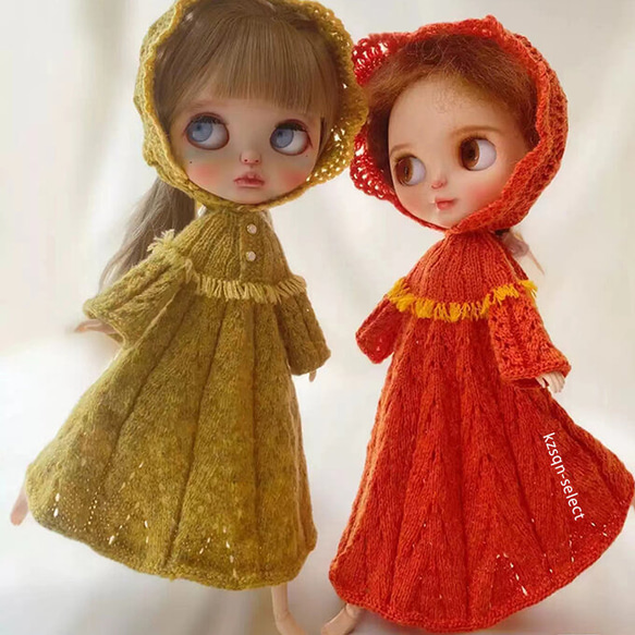 ブライス服2点セットニットワンピース帽子ウールドール衣装ob24オビツ  