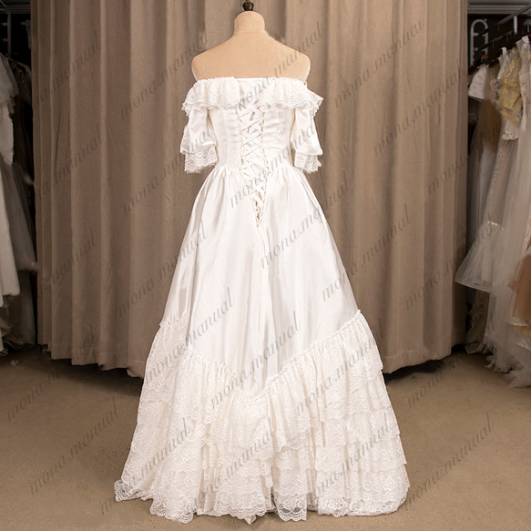 オフショルダー レトロ クラシカル ウェディングドレス 二次会 結婚式ドレス 561 3枚目の画像
