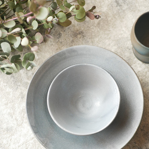 クリスマス特集2024 備前焼き 青備前のお皿（19cm） 中皿 bizen japan saizobou 工芸品