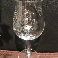 紫陽花ハンドメイド2024 紫陽花の花束のグラス〜手彫りガラス〜 14枚目の画像