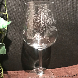 紫陽花ハンドメイド2024 紫陽花の花束のグラス〜手彫りガラス〜 16枚目の画像