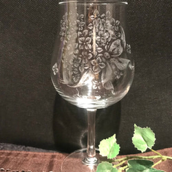 紫陽花ハンドメイド2024 紫陽花の花束のグラス〜手彫りガラス〜 10枚目の画像