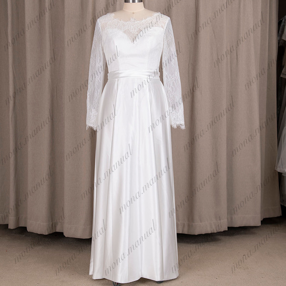 シンプル ロングドレス ウェディングドレス 二次会 結婚式ドレス 564 2枚目の画像