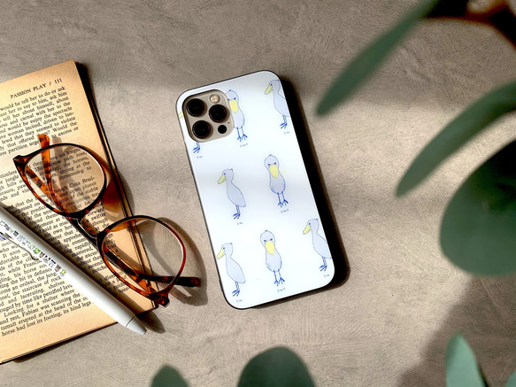 ガラス 無の鳥ハシビロコウのスマホケース【For iPhone】 iPhoneケース