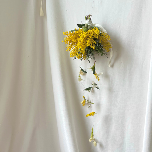 スワッグ(ミモザ&モビール) / ドライフラワーミモザフラワーモビール
