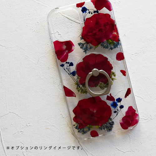 赤い薔薇の 押し花スマホケース 【 iPhone全機種対応 】 スマホケース