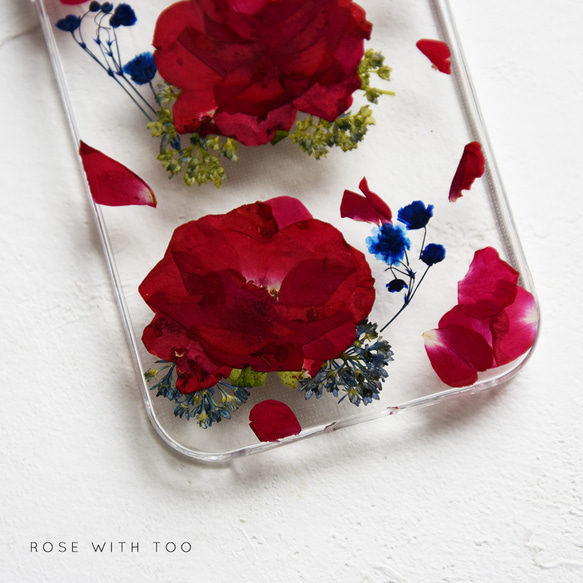 赤い薔薇の 押し花スマホケース 【 iPhone全機種対応 】 5枚目の画像