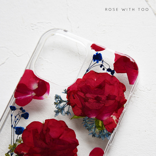 赤い薔薇の 押し花スマホケース 【 iPhone全機種対応 】 スマホケース