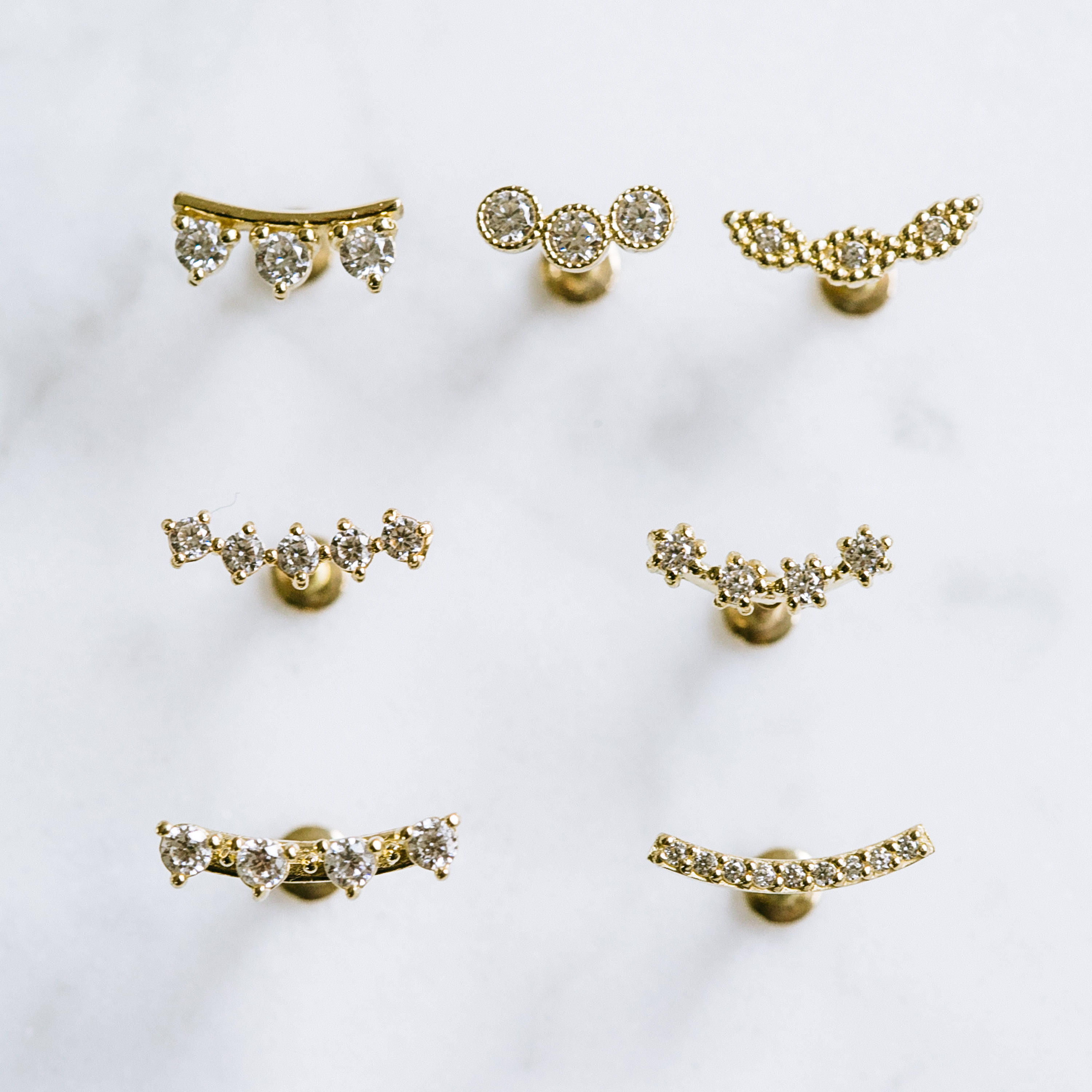 14Kゴールド ミニ ヘリックス 軟骨 アンチトラガス インナーコンク 曲線 バー イヤリング ピアス ラブレット