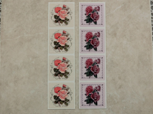 アンティークで素敵な薔薇の角丸シール２０枚セット　No .2（耐水性ペーパー） 3枚目の画像