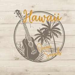 ハワイアンデザインTシャツ ウクレレ ユニセックスサイズ BLACK 半袖カットソー ギターのシルエット フラダンス音楽 3枚目の画像