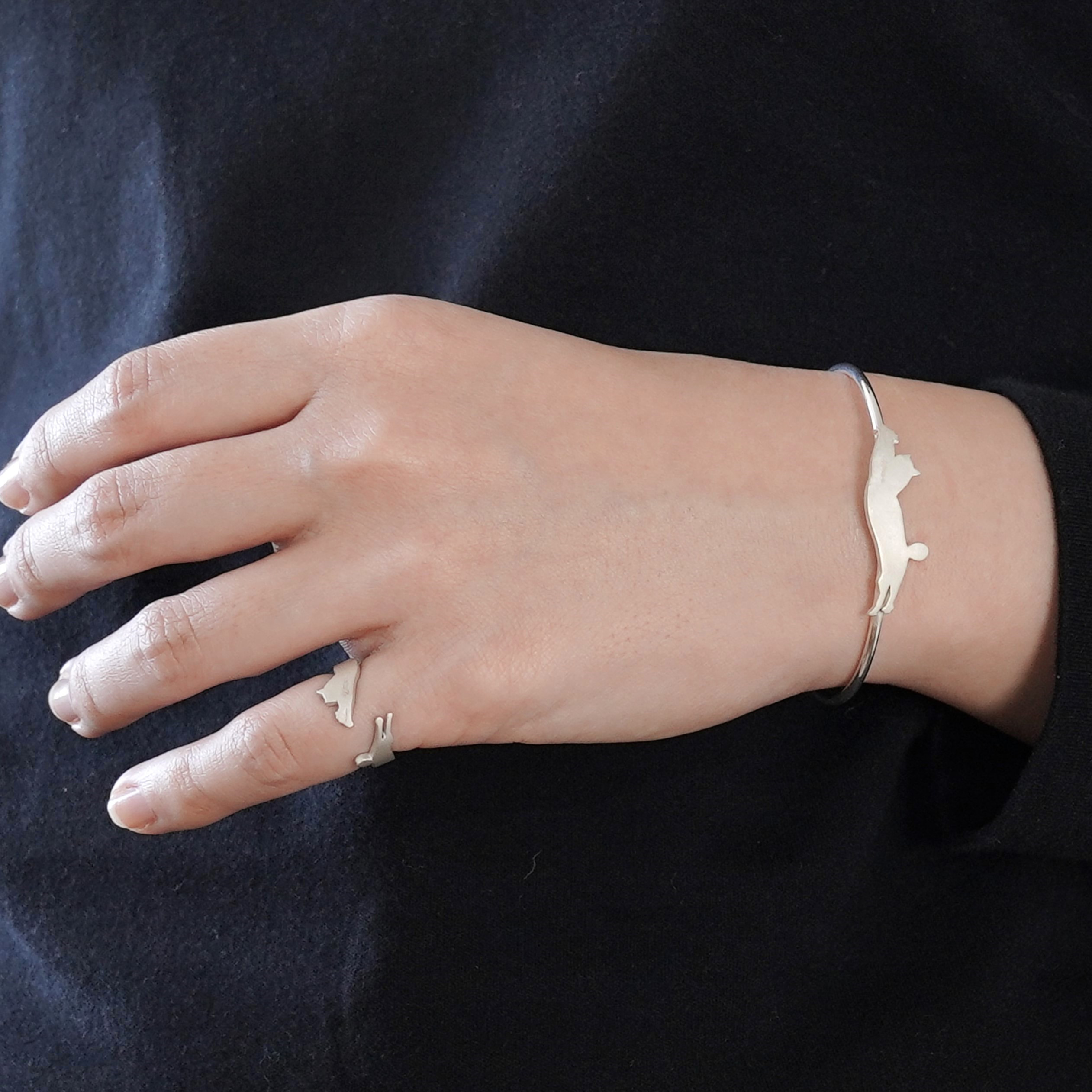 『nyan』SET・Bangle ＆ RING / SV925≪送料無料≫ 猫 ねこ ネコ