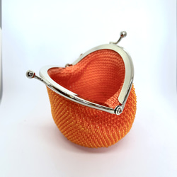ビーズがま口（オレンジ）　がま口財布　ビーズポーチ 3枚目の画像