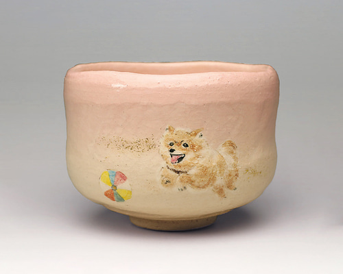 ☆楽入印「駆ける犬」抹茶碗☆ 楽焼 茶道具 手描き 茶碗・めし碗 楽入