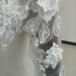 免運費！ Sparkly Tulle Bolero High Neck Enchanted Flower Lace 新娘/婚紗/ 第7張的照片