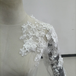 免運費！ Sparkly Tulle Bolero High Neck Enchanted Flower Lace 新娘/婚紗/ 第5張的照片