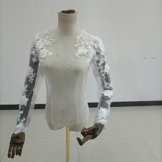 送料無料！キラキラチュール  ボレロ ハイネック 魅惑の花レース　  花嫁/ウェディングドレス/ブライズメイド/結婚式/