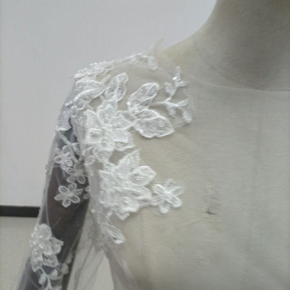 免運費！ Sparkly Tulle Bolero High Neck Enchanted Flower Lace 新娘/婚紗/ 第4張的照片