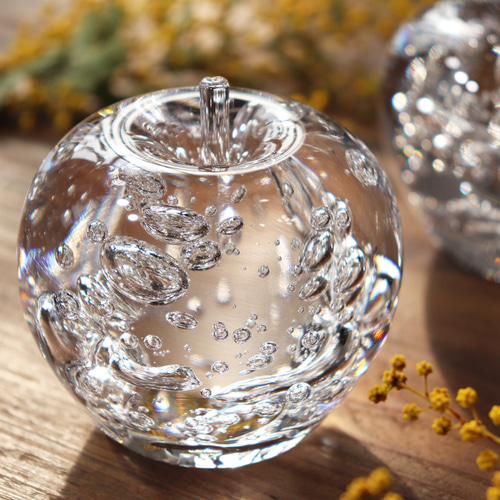 新作「ひかりのりんご（aqua）」スウェーデンクリスタル ナチュラル