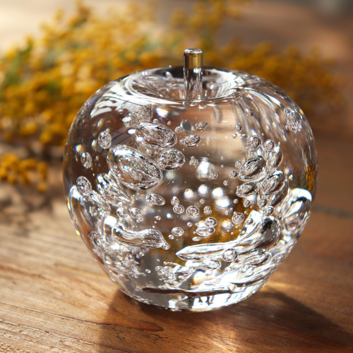 新作「ひかりのりんご（aqua）」スウェーデンクリスタル ナチュラル