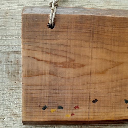 木製看板製作】 一枚板 桧 21cm×38.5cm ペイント加工 麻紐付き 表札