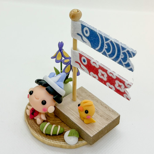 ちょこんと端午の節句飾り 金太郎 ミニチュア 粘土細工 樹脂粘土 季節