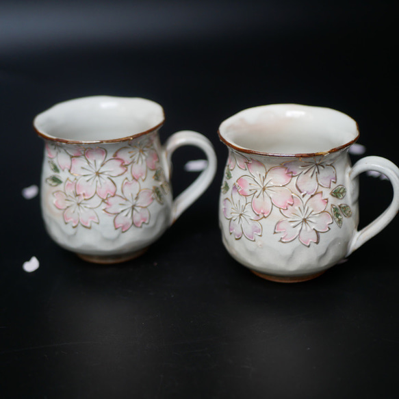 京焼・清水焼  マグカップ　（イッチン装飾　桜・ピンク） 6枚目の画像