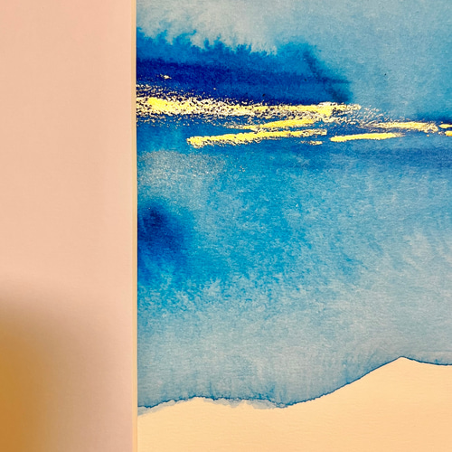 Aqua No.1/抽象画/北欧/A4/現代アート/インテリア/モダン/青