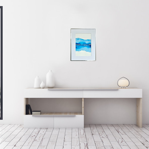 Aqua No.1/抽象画/北欧/A4/現代アート/インテリア/モダン/青 Aqua No.1/抽象画/北欧/A4/現代アート/インテリア/モダン/青