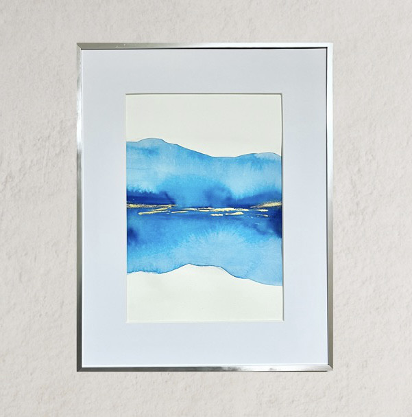 絵画　油絵　原画　抽象画　現代アート　北欧　ブルー　インテリア　F4