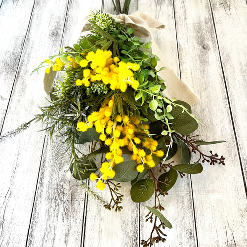 2024 *✲° 春を告げる♥幸せの花ミモザ♥ナチュラルスワッグ *✲° 玄関 ミモザのスワッグ 玄関 ギフト 壁掛け インテリア雑貨 プレゼント