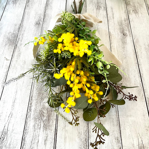 ミモザのスワッグ 玄関 ギフト 壁掛け インテリア雑貨 プレゼント