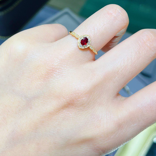 受注制作「文芸」K18 天然ルビー 天然ダイヤモンド リング 純愛 女性