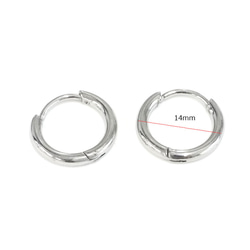 [一對] SUS316L/14mm圓形一觸式穿孔耳環，金屬配件/金屬過敏 第1張的照片
