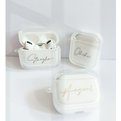 文字刻印+透明AirPods/Airpods Proケース❤AirPods1/2 AirPods3