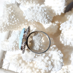 ❁Ocean blue heart larimar ring silver925 約14号❁超トップクオリティハートラリ 10枚目の画像