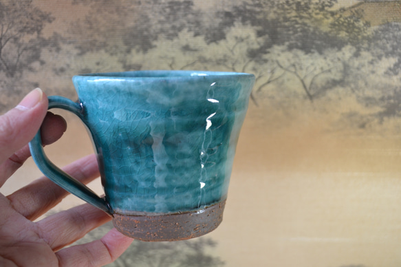 【再入荷！】コーヒーカップ　ターコイズブルー　★萩焼 9枚目の画像