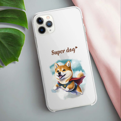 【 ヒーロー 柴犬 】 スマホケース　クリアソフトケース　犬　犬グッズ　プレゼント　アンドロイド対応 3枚目の画像