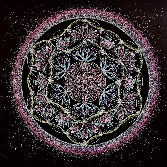 笑顔日和(桜) フラワーオブライフ点描曼荼羅 絵画 kiseki 通販