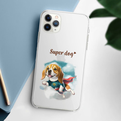 【 ヒーロー ビーグル 】 スマホケース　クリアソフトケース　犬　犬グッズ　プレゼント　アンドロイド対応 2枚目の画像