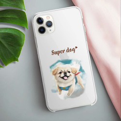 【 ヒーロー ペキニーズ 】 スマホケース　クリアソフトケース　犬　犬グッズ　プレゼント　アンドロイド対応 3枚目の画像