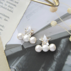 Star bijou×Three Cotton pearl earring／pierceⅡ*4042* 1枚目の画像