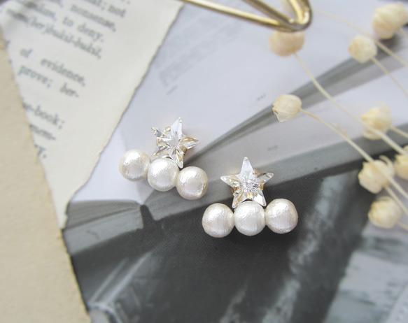 Star bijou×Three Cotton pearl earring／pierceⅡ*4042* 1枚目の画像