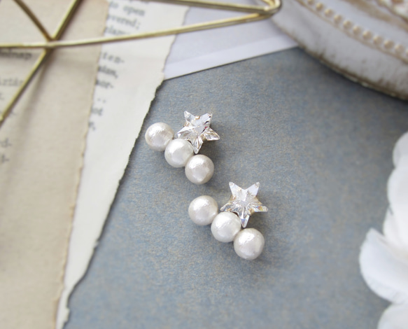 Star bijou×Three Cotton pearl earring／pierceⅡ*4042* 9枚目の画像